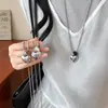 Collar de Corazón de Metal y Piedra Natural para Mujer 2026 Nuevo Estilo Cadena para Clavícula Tacto de Alta Gama Colgante Largo Cadena para Suéter Accesorios