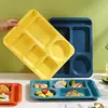 Plato de comida rápida de varias cuadrículas de colores Plato de comida para el personal de oficina Plato de comida de restaurante escolar Plato de cena rectangular de cinco cuadrículas