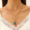 Collar de doble capa con diseño de estrella de mar y concha, estilo europeo y americano, con múltiples capas superpuestas, estilo oceánico festivo.