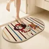 Alfombra de Piso de Lino Tejido Estilo Dibujo Animado Lindo Alfombra de Piso para Baño Entrada de Inodoro Absorción de Agua Secado Rápido Resistente a la Suciedad Antideslizante Felpudo