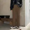 Pantalones Casuales de Pierna Ancha Rectos Holgados de Otoño para Hombre Estilo Hong Kong con Caída, Blancos No Planchar, Pantalones de Traje