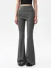 Calça Yoga Flare Cintura Alta para Mulheres, Cordão e Design Plissado, Emagrecimento, Controle de Barriga, Elástica, Esportiva, Pilates, Calça Fitness