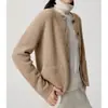 Pedido ExclusivoNuevo Invierno 2026 Cárdigan de Lana de Oveja sin Teñir para Mujer con Botones de Una Fila y Bolsillos Top de Punto