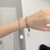Ins Plata Sólida s925 Cadena Gruesa Cuentas Redondas Frijoles Pulsera Simple Redonda Marca Sueño Hecho Realidad para Hombres y Mujeres