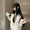 Chamarra a rayas con bloques de color retro americano y cuello alto para mujer, cárdigan nuevo estilo universitario primavera y otoño 2026, top casual versátil