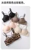 AD22 Lencería Sexy con Estampado de Leopardo para Mujer, Push-Up para Pechos Pequeños, Sin Costuras, Elegante, Anti-Caída, Sujetador Control Lateral del Pecho