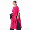 Roupas Femininas Plus Size 2026 Verão Novo Manga Curta Tendência Europeia e Americana Vestido de Comprimento Médio Estilo de Rua Solto Emagrecimento 68856