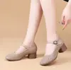 Sandalias de Verano Nuevas de Tacón Medio Caladas para Mujer Versátiles Suela Suave Uso en Exteriores Transpirables Zapatos con Agujeros Tacón Grueso Sandalias para Madre