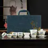 Moda Nacional China Dehua Mate Jade Gordo Porcelana Blanca Traje Hogar de Gama Alta Tapa Tazón Caja de Regalo Traje Taza de Degustación Imprimible