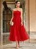 2026 Europeu Transfronteiriço Amazon Francês Um Ombro Vestido Vermelho para Brinde Vestido de Noite Vestido Formal