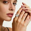 Juego de Anillos de Corazón de Plata de Ley 925 Nicho Femenino Ins Estilo Caliente Transfronterizo Anillo de Conjunto para Mujer de Corazón de Zircón Europeo y Americano Plata de Ley