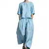 Novidades Primavera e Verão 2026 Transfronteiriço Europeu e Americano Conjunto de Camisa Casual Cor Sólida Feminina Calça Solta Conjunto de Duas Peças