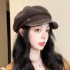 Novo chapéu feminino versátil para outono e inverno, adequado para cabeças grandes, faz o rosto parecer menor, boina vintage, chapéu de pintor para homens