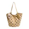 Bolsa de Bolinhas Feminina 2026 Nova Moda Outono Versátil Bolsa Tote Grande Capacidade Bolsa de Ombro Único Para Aula Deslocamento