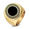 Anillo Redondo Grabado con Láser de la Gran Muralla de 22 mm, Nuevo Producto Transfronterizo Europeo y Americano, Anillo Personalizado Vintage Desgastado para Hombre, Venta al por Mayor