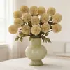 Ramo de 3 Piezas de Flores Artificiales de Diente de León para Arreglo de Escena, Decoración de Boda, Flores Secas Artificiales de Crisantemo de Bola de Gama Alta, Flores Falsas