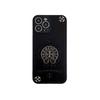 CROSS Corazón Cuero Negro Tridimensional Apple 16promax Funda para Teléfono Cross iphone15 Personalidad para Hombres y Mujeres