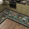Alfombra de Piso Retro Francesa para Cocina Diatomeas L-Shaped Pieza Única Absorción de Agua Antideslizante Resistente a la Suciedad Felpudo Doméstico Alfombra Larga de Tira