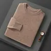 Suéter de Lana 100% Nuevo Otoño e Invierno para Hombre Cuello Redondo Doble Capa Engrosado Tejido de Punto Holgado Manga Larga Casual Capa Base de Lana