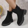 Zapatos de algodón acolchados con forro polar de talla grande transfronterizos para mujer 2024 invierno nuevos estilo europeo y americano de punta redonda suela gruesa botas Martin al por mayor
