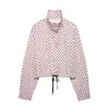 Ropa europea y americana transfronteriza para mujer ZA otoño nuevo versátil cuello alto diseño de lunares y bloques de color chaqueta de seersucker abrigo casual