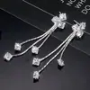 Pendientes Largos con Borla de Zirconia Microincrustada Estilo Coreano para Mujer, Lujo Ligero, Elegantes, Pendientes de Gama Alta, Pendientes de Moda y Versátiles Venta al por Mayor