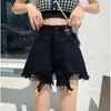 Pantalones cortos vaqueros casuales de moda retro para mujer, novedad de verano 2025, pantalones cortos ajustados de cintura alta y pierna ancha a la moda