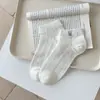 Meias finas de verão femininas com bordado de urso fofo, meias de tornozelo em malha, estilo japonês, malha respirável, absorventes de suor, meias de tornozelo versáteis