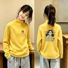 Blusa de base para meninas outono e inverno média e grande crianças meninas bebê roupa íntima gola alta estilosa infantil quente top t