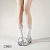 Calcetines de encaje hasta la pantorrilla para mujer, estilo fino de otoño con lazo, seda blanca pura y seductora, calcetines japoneses hasta la pantorrilla estilo Ins