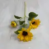 Girasol Artificial de 3 Cabezas Flocado Planta de Girasol para Decoración de Bodas, Accesorios de Decoración para Sala de Estar del Hogar, Accesorios para Fotos, Flor Artificial
