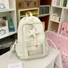 Mochila Cielo Estrellado con Purpurina Azul Hielo Estilo Universitario Coreano Bolso Escolar Soñador para Estudiantes para Clases y Viajes