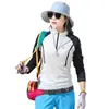Proteção Solar ao Ar Livre Roupas de Secagem Rápida Camiseta Feminina de Manga Longa Esportiva Feminina Verão Corrida Fitness Absorvente de Suor Respirável Elástica Roupas de Secagem Rápida
