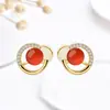 Pendientes y Clips para Orejas de Cinabrio Vintage para Orejas No Perforadas 2026 Nuevo Artículo Caliente Accesorios Rojos de Alta Gama para Orejas