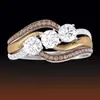Huajie deseo anillo popular topacio blanco circón exquisito moda anillo de pareja incrustado de diamantes joyería popular