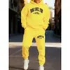 Moletom com Capuz Masculino, Moda Esportiva, Moletom Estampado com Letras, Conjunto de Duas Peças, Conjunto Casual Quente de Moletom e Calça