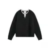 Suéter Tricotado Yidao Vintage 2025 Outono/Inverno Estilo Japonês Moderno Casual Solto Color Block Gola Redonda Falso Duas Peças Pulôver para Homens