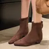 Botines de punta para mujer estilo coreano que aumentan la altura, nueva colección otoño/invierno 2026, versátiles y elegantes para ir al trabajo, con cierre de cremallera trasera y efecto adelgazante