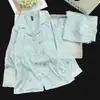 Pijama de Manga Larga para Mujer, Seda Helada de Primavera y Otoño Modelo Nuevo 2026 con Almohadillas en el Pecho, Conjunto Holgado de Ropa para el Hogar de Otoño para Mujer de Tallas Grandes