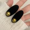 Horquilla retro francesa de terciopelo negro con etiqueta dorada, clip para flequillo femenino, accesorios para el cabello, clip lateral para la frente, clip BB, clip para cabello suelto, tocado