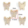 Nuevo Colgante de Mariposa con Incrustaciones de Diamantes Dorados Aleación KC para Pulsera, Llavero, Collar, Pendiente Decoración Colgante W686