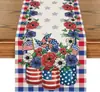 Bandeira de Mesa do Dia da Independência Americana Decoração de Cozinha Toalha de Mesa Americana Linho Estampado Utensílios de Mesa Lugar Americano Toalha de Mesa para Gabinete de TV