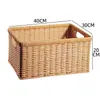 Cesta de almacenamiento de armario nórdico, caja de almacenamiento tejida, cesta organizadora simple para sala de estar, tejido de imitación de ratán