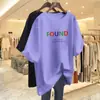 Camiseta de Manga Corta para Mujer de Mediana Edad y Mayores, Comercio Exterior Transfronterizo, Corte Holgado, Tallas Grandes, Adelgazante, Cubre Vientre, Top Estampado de Media Manga