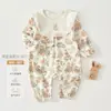 Mameluco de Bebé Puro Algodón Estilo Primavera y Otoño Floral Traje de Princesa para Niñas Ropa Mensual para Recién Nacidos