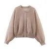 Fabricante transfronterizo de ropa para mujer al por mayor 2026 otoño nueva chaqueta de aviador de punto estilo europeo y americano