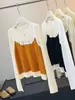 Top de punto con mangas largas y estilo coreano de color block, falso dos piezas, camisola empalmada para mujer, nueva colección de otoño, corte holgado, adelgazante, top básico casual
