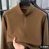 Sudadera de cachemira de alta gama para hombre, con media cremallera y cuello alto, manga larga, estilo primavera y otoño, camiseta interior básica, venta al por mayor de ropa para hombre