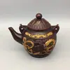 Panela de cobre Longfeng antiga ornamento de bule de bronze dourado antigo decoração de casa variada presente criativo trabalhador