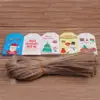 2023 Novo 50 peças +50 corda de cânhamo Natal etiqueta fofa estampada Europeu retrô presente decoração de panificação